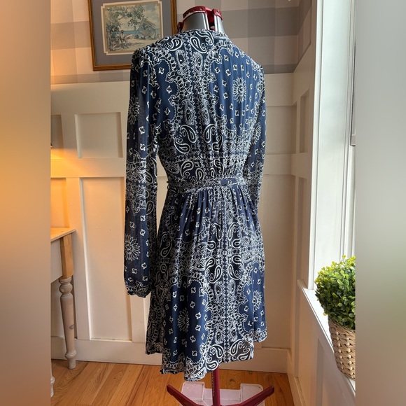 Chan Luu Navy and White Paisley Long Sleeve Dress Size Small - Picture 9 of 12